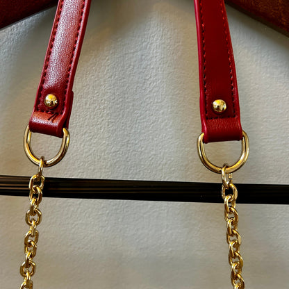 JustFab Red Faux Leather Structured Shoulder Bag