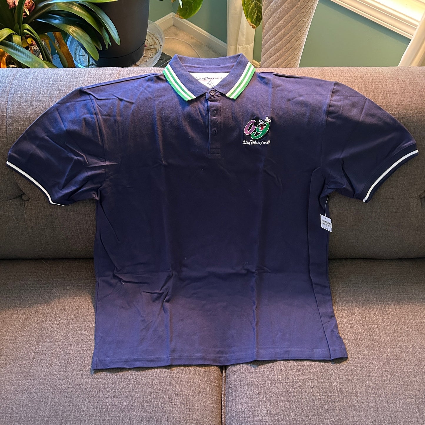 NWT Walt Disney World 2009 Mickey Mouse Embroidered Polo Shirt – Navy Blue Stretch Pique – Size XL