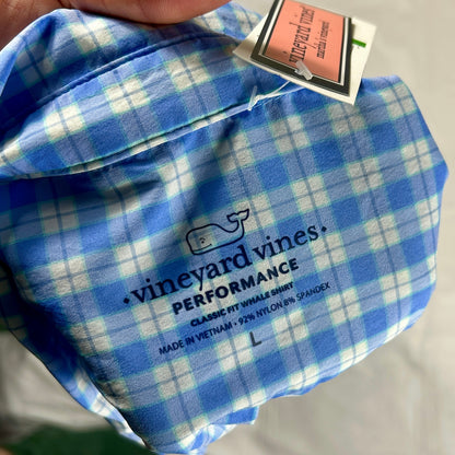 NWT Vineyard Vines On-The-Go Lightweight Plaid Button Down Size L, Classic Fit