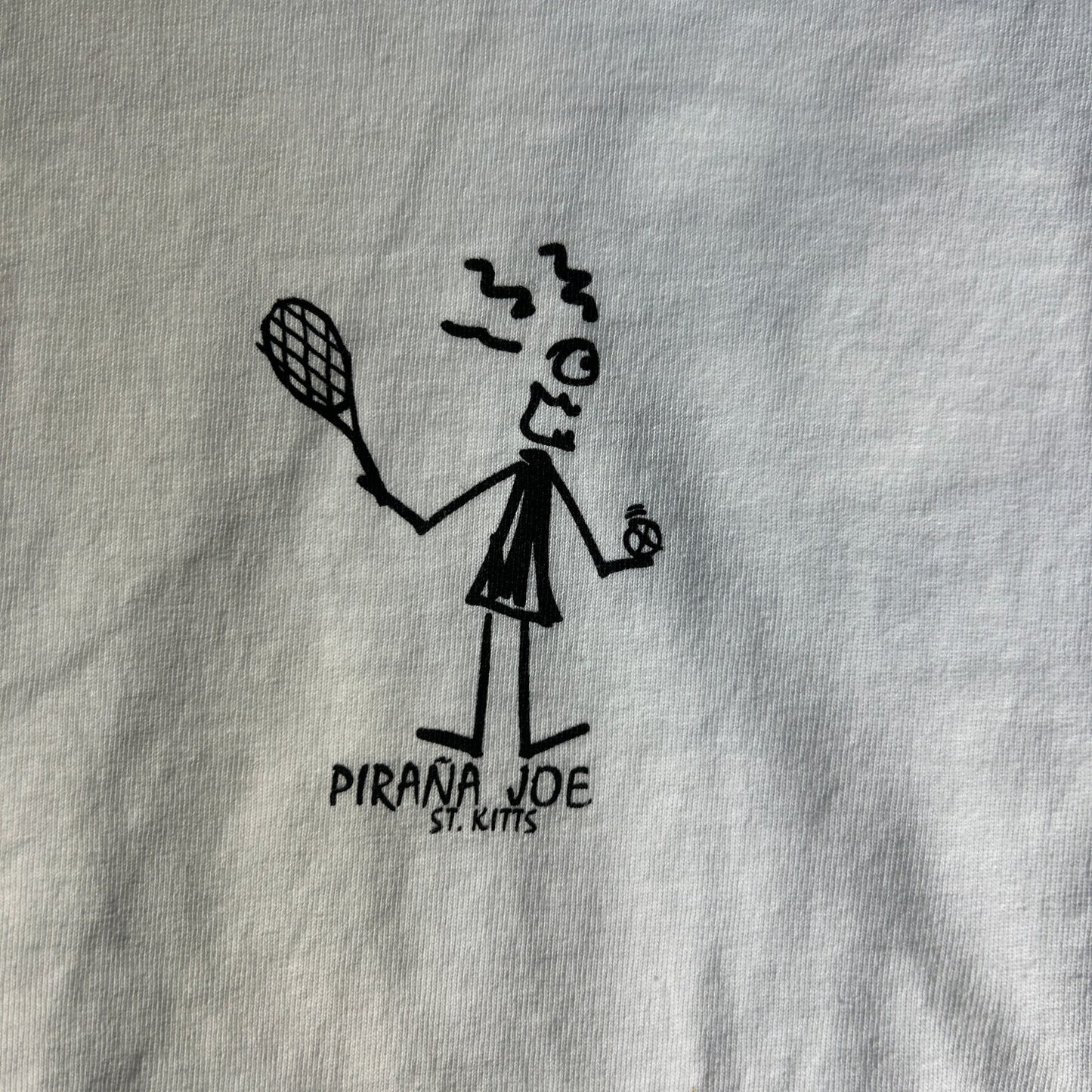 Pirana Joe St Kitts West Indies Tennis Graphic T-Shirt Mens Size XL White