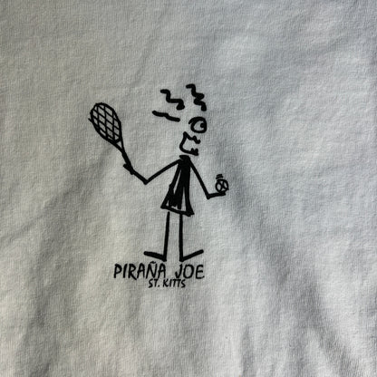 Pirana Joe St Kitts West Indies Tennis Graphic T-Shirt Mens Size XL White
