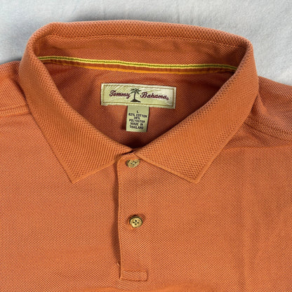 Tommy Bahama Men’s Coral Orange Polo Shirt - Size Large - Cotton Blend - Island Life Casual