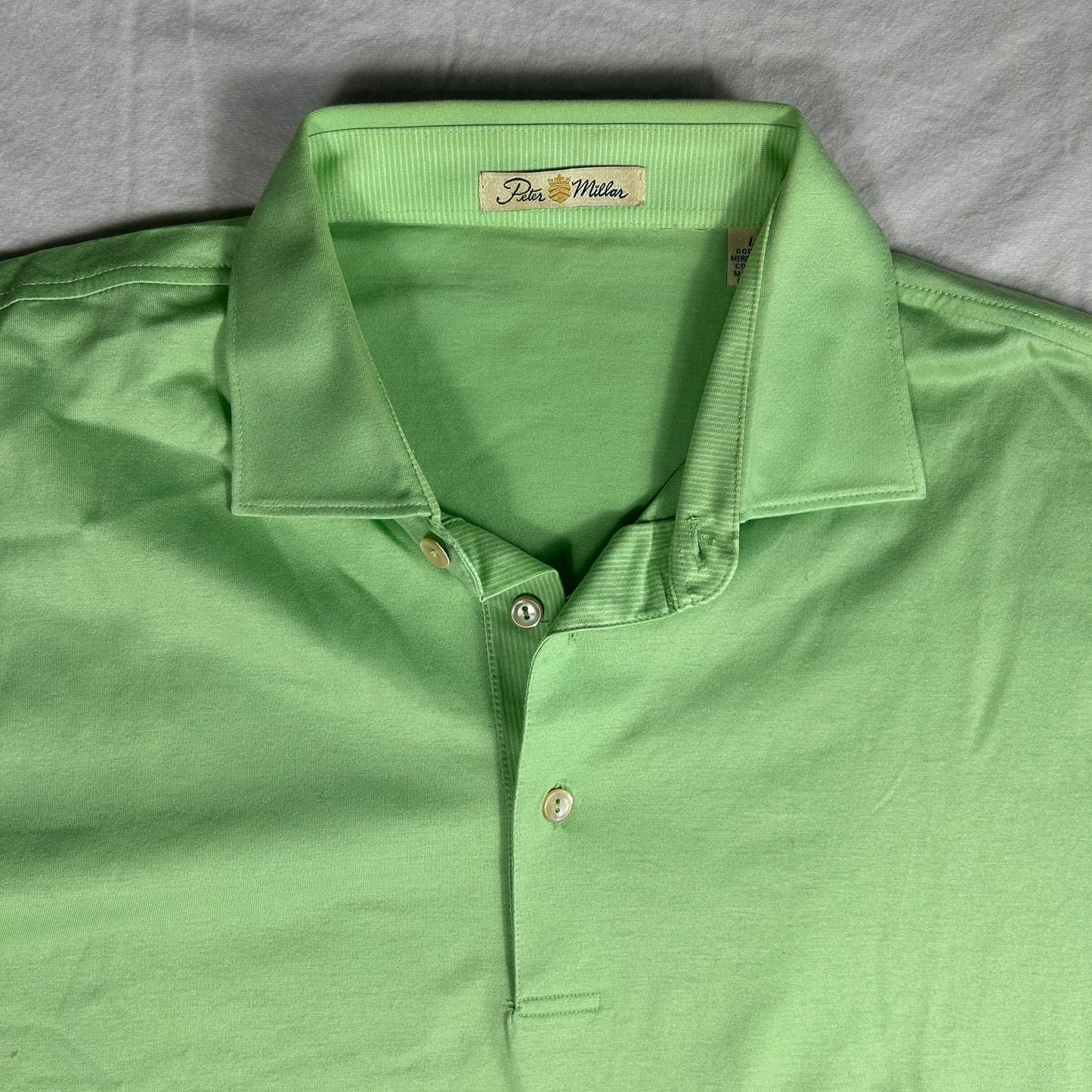 Peter Millar Men's Large Green Golf Polo Shirt - Crown Sport Summer Performance