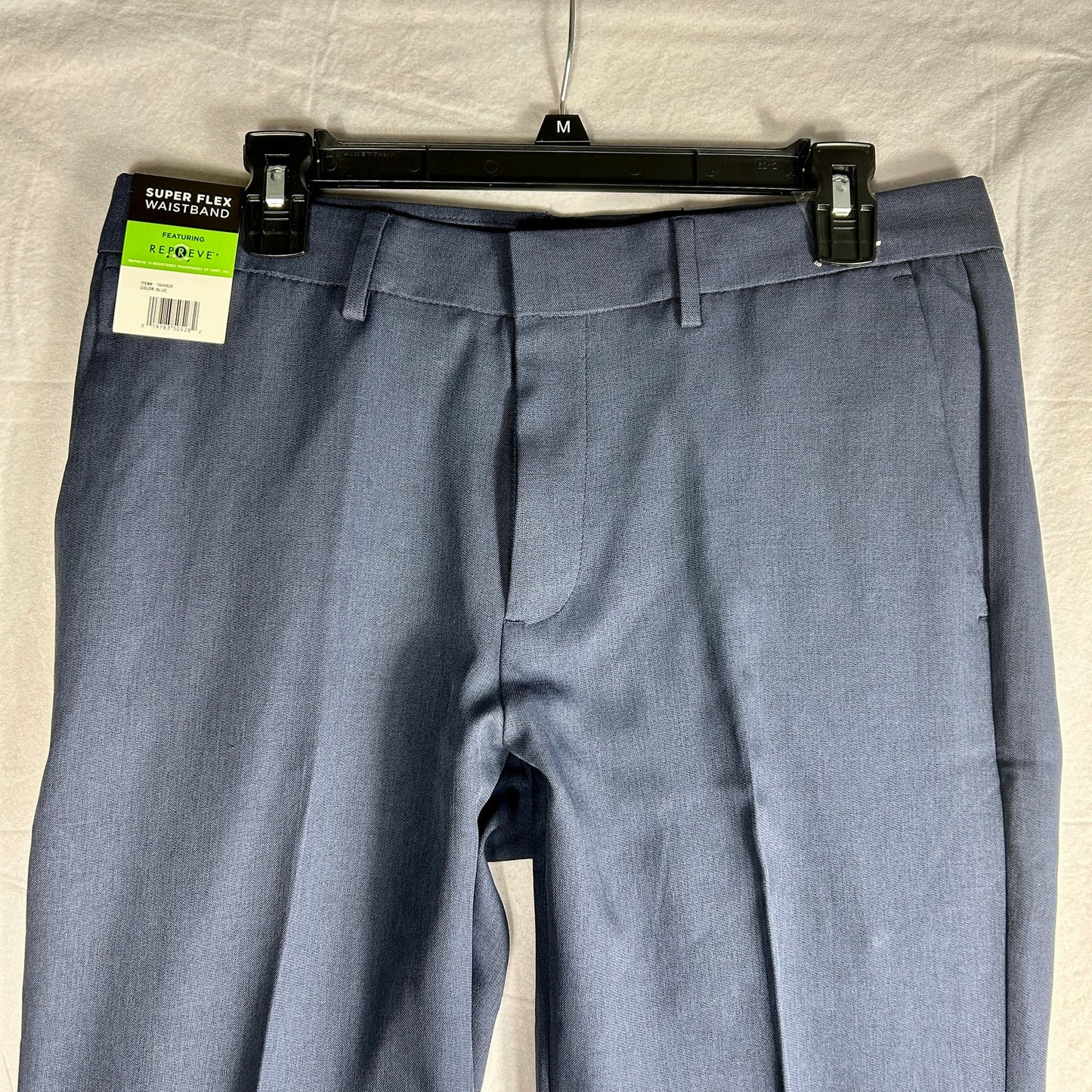 NWT Haggar Men's Super Flex Waistband Dress Pants, 32x30 Navy Blue, Straight Fit