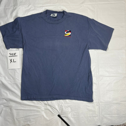 Vintage St. Maarten Embroidered T-Shirt Men's XL Faded Blue Made in USA