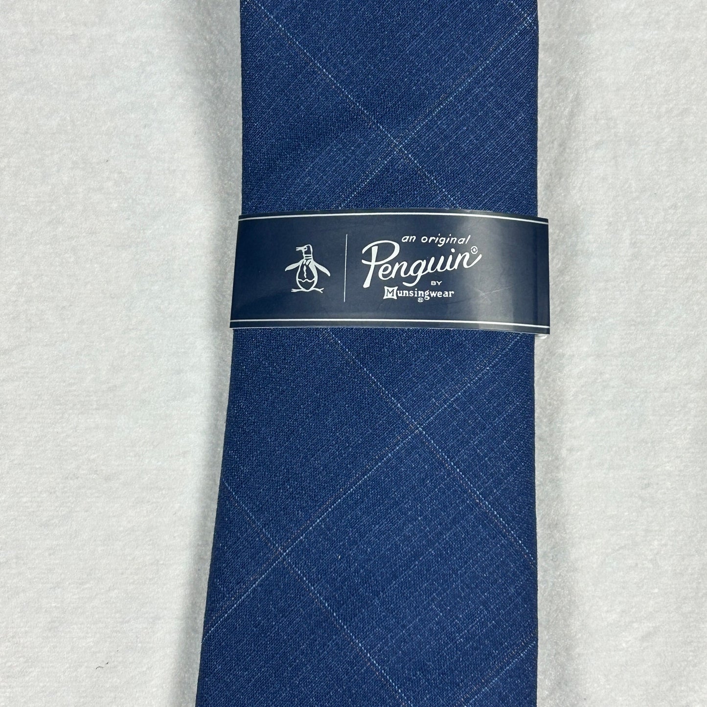 NWT Original Penguin Men’s Tie - Blue & Light Blue Windowpane Pattern - Slim Fit