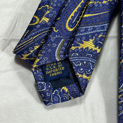 NWT T. Harris London Silk Tie Blue & Gold Paisley Luxury Men’s Necktie
