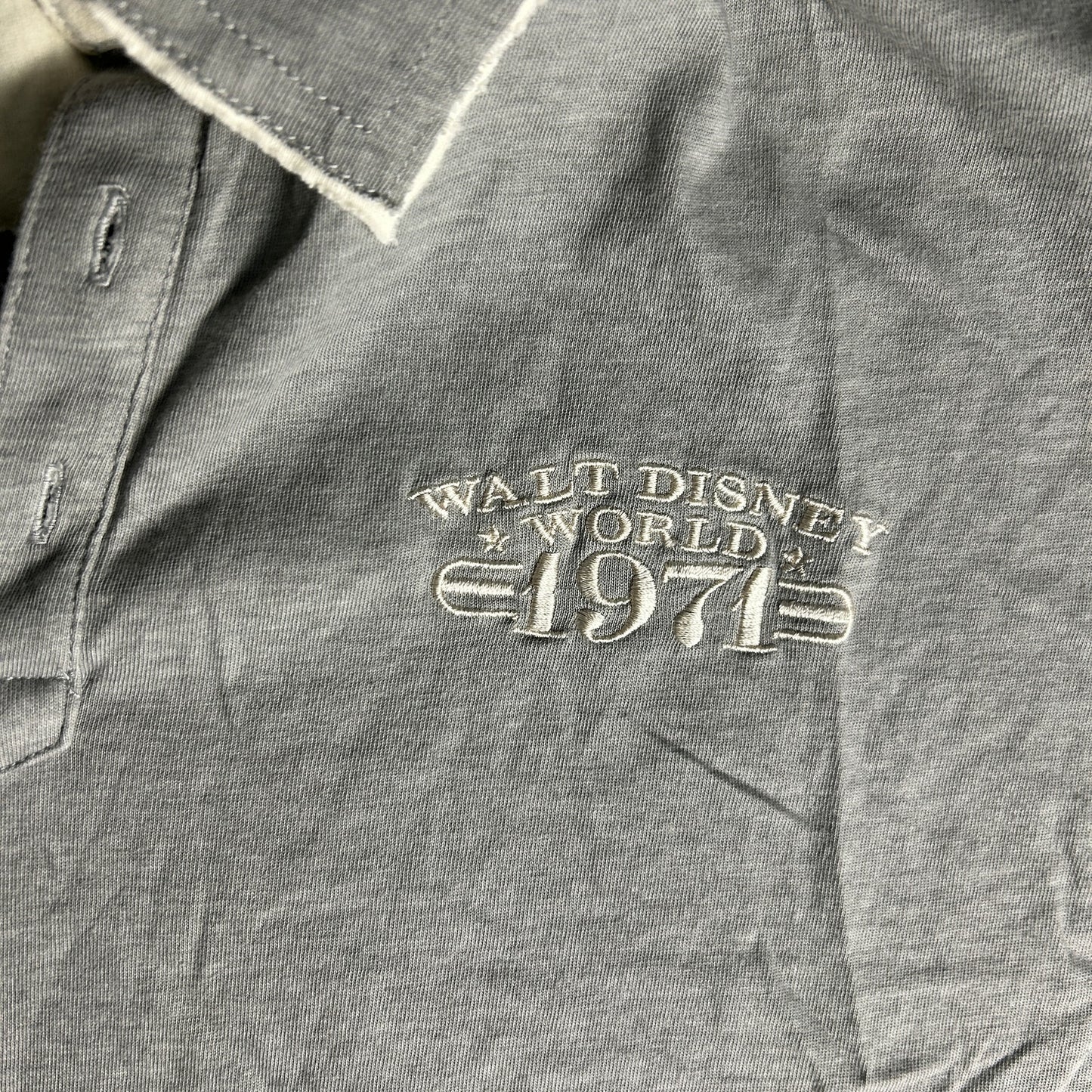 Disney Parks Walt Disney World 1971 Embroidered Polo Mens Size XL Gray