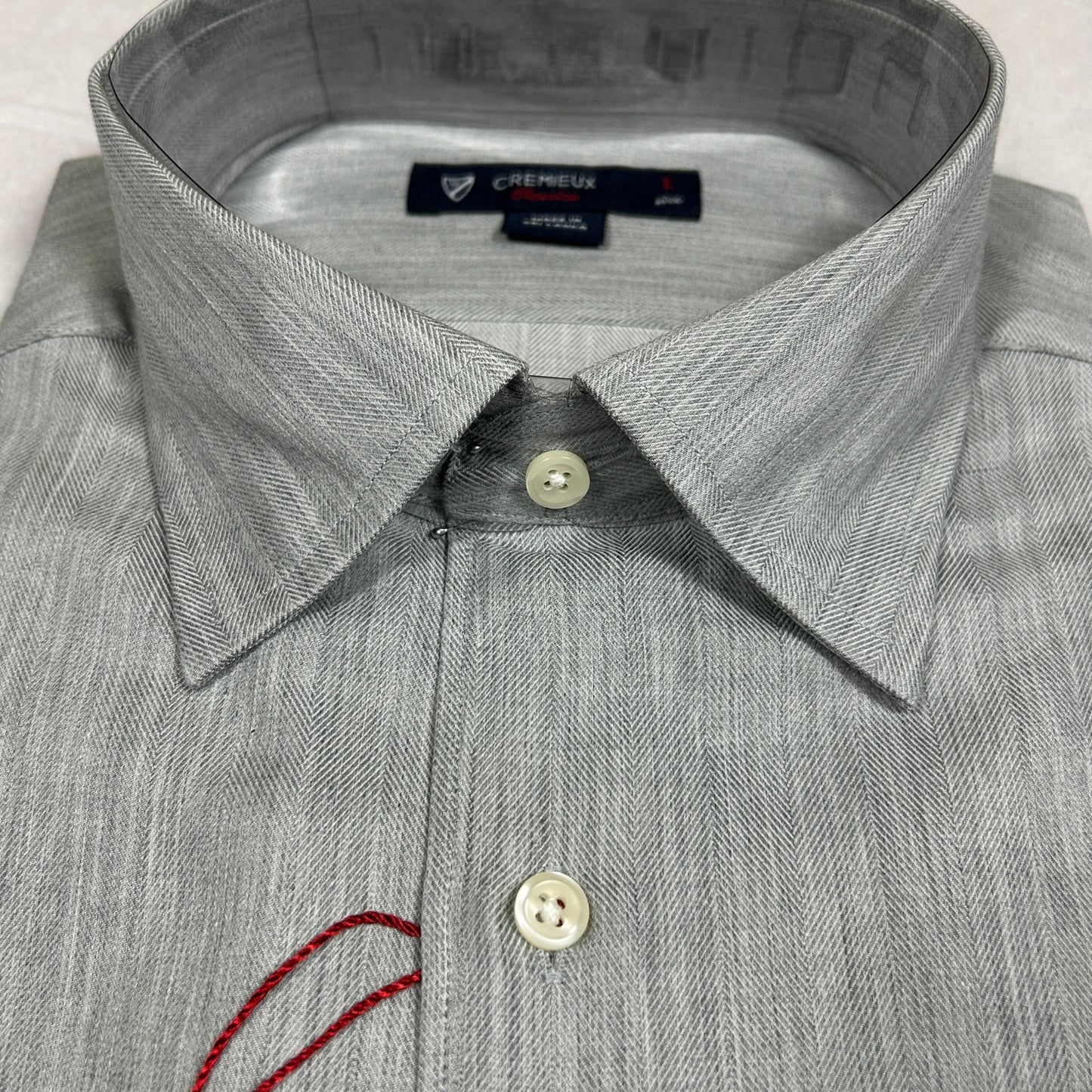 NWT Daniel Cremieux Classics Men's Large Grey Herringbone Button Down Dress Shirt