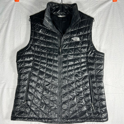 The North Face Women's Large Black Puffer Vest - 700 Down Fill Nuptse Style Winter Shell