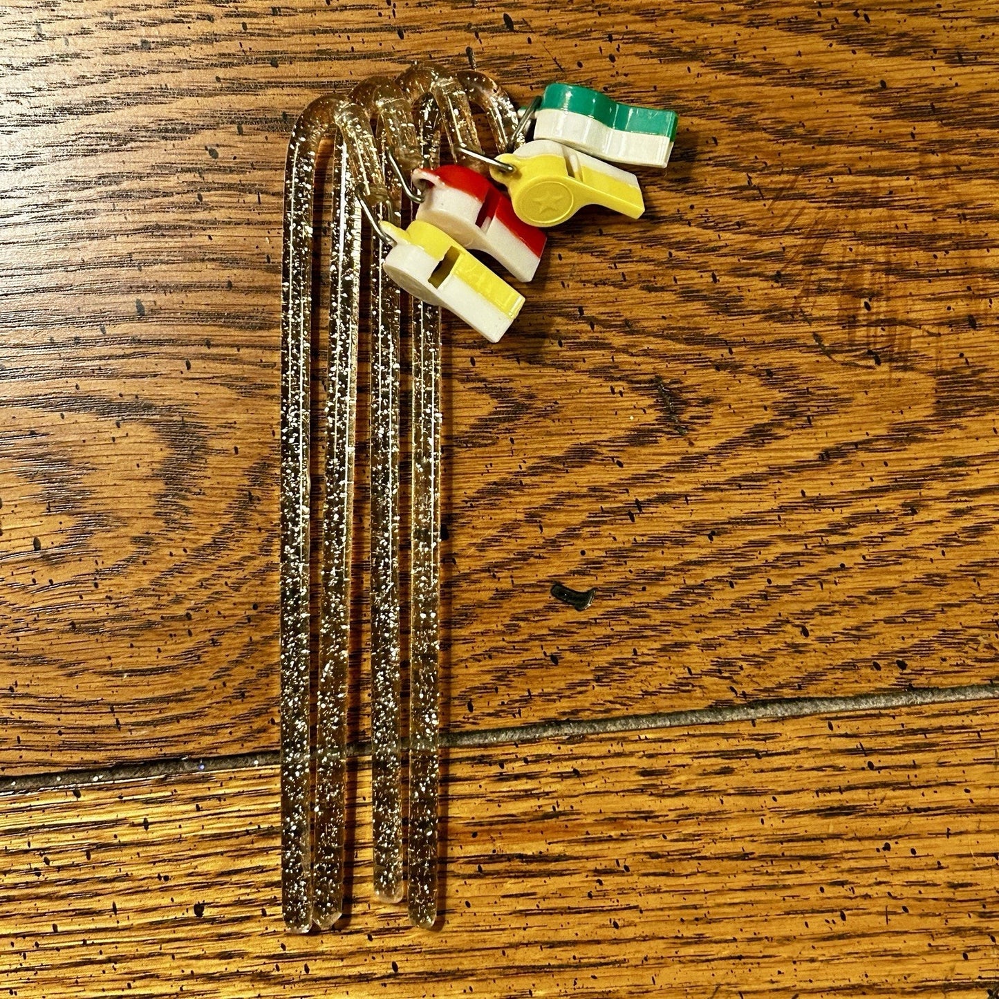 Whistle Swizzle Sticks Set of 4 Multicolor Plastic Barware Lightweight