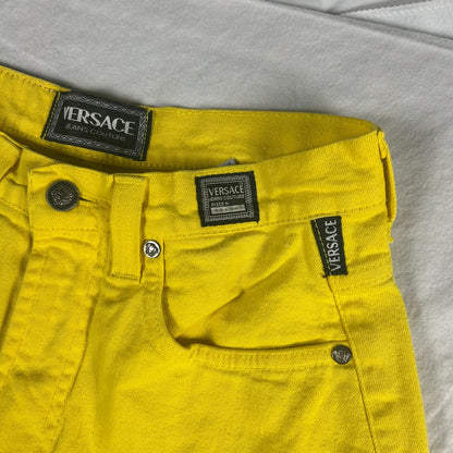 Vintage Versace Jeans Couture Men’s Size 26 Yellow High-Waisted Denim Jeans