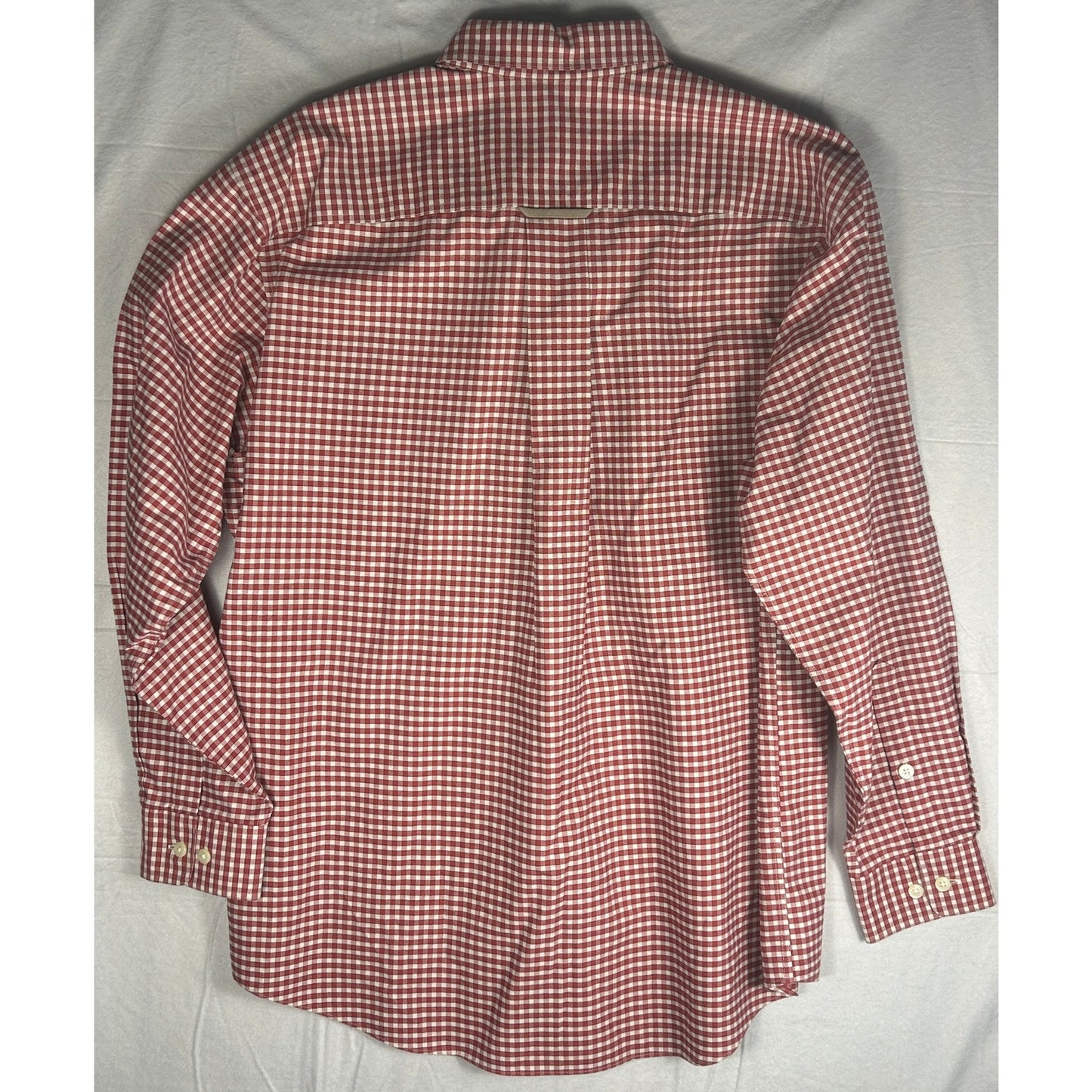 Orvis Men's Large Red & White Gingham Check Button Down Long Sleeve Shirt