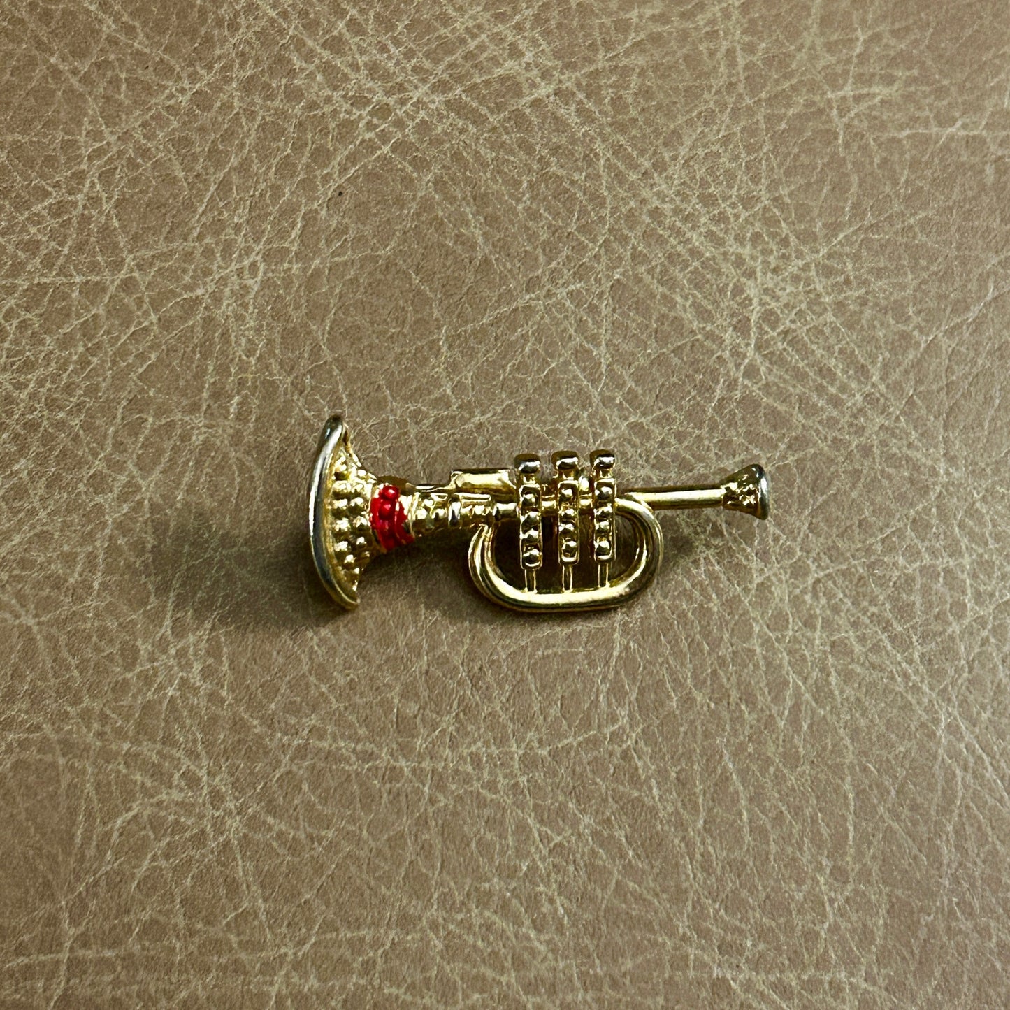 Vintage Gold Tone Trumpet Brooch Pin Musical Instrument