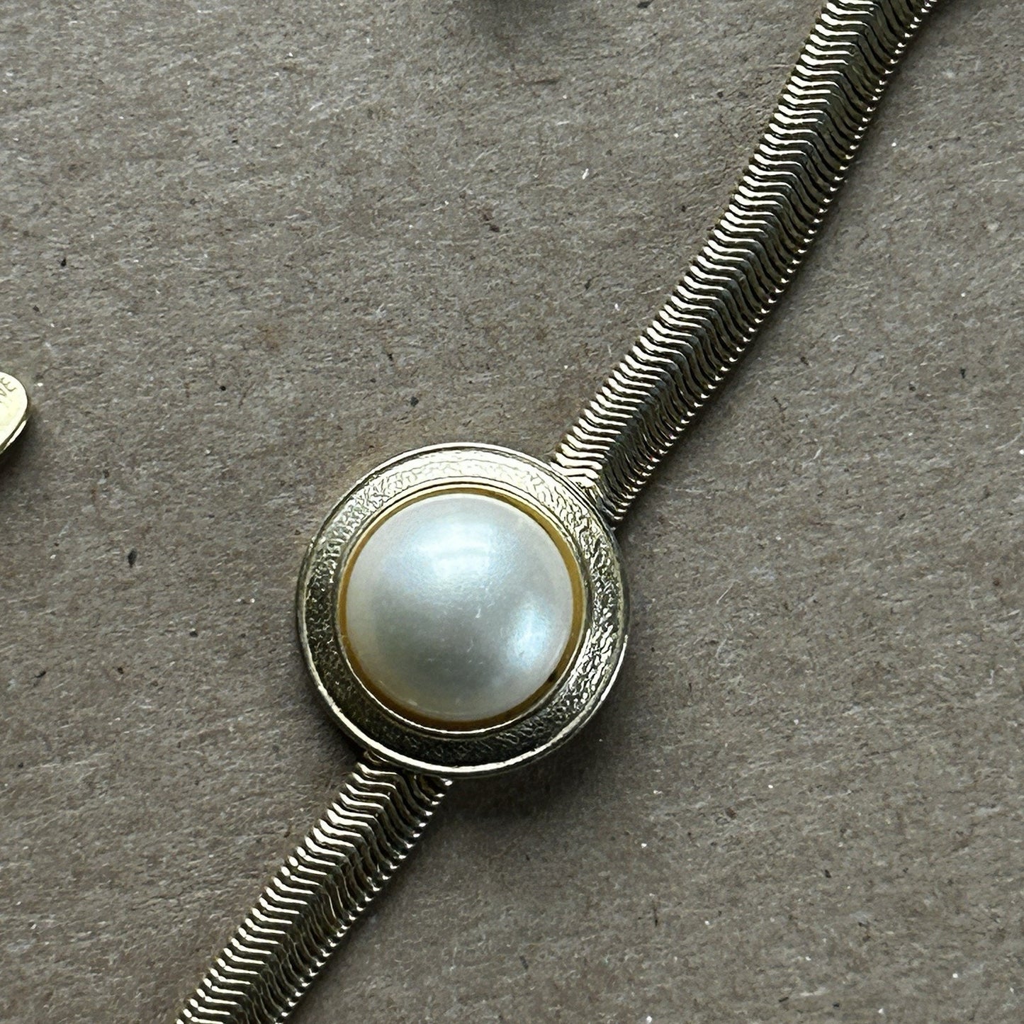 Park Lane Gold Tone Snake Chain Necklace with Imitation Pearl Pendant