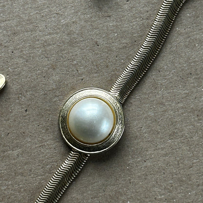 Park Lane Gold Tone Snake Chain Necklace with Imitation Pearl Pendant