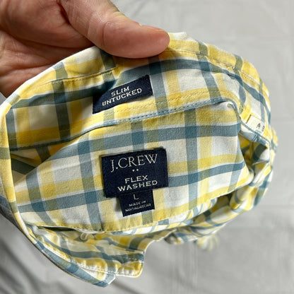 Vintage J. Crew Flex Washed Button Down Shirt Size L, Slim Untucked Spring Shirt