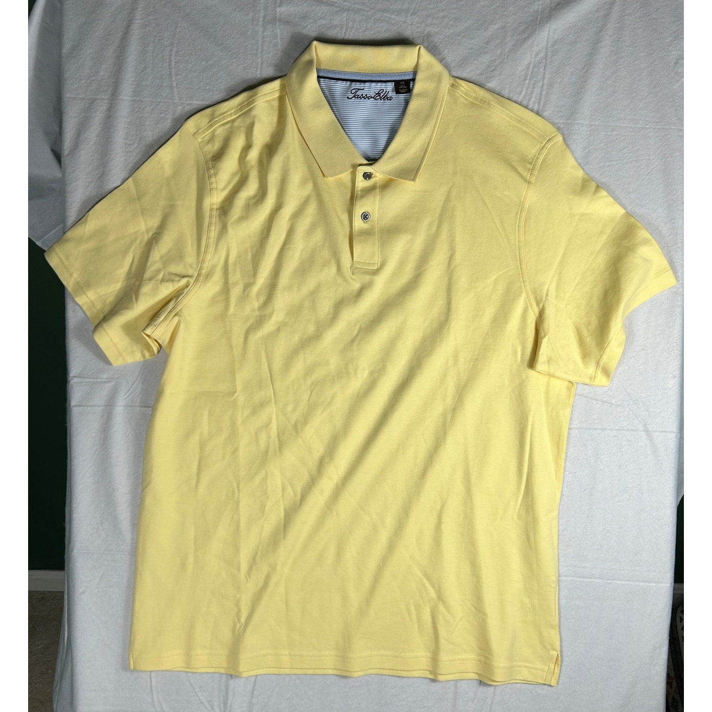 Tasso Elba Men’s Yellow Polo Shirt - Size XL - 100% Cotton - Short Sleeve Golf Casual