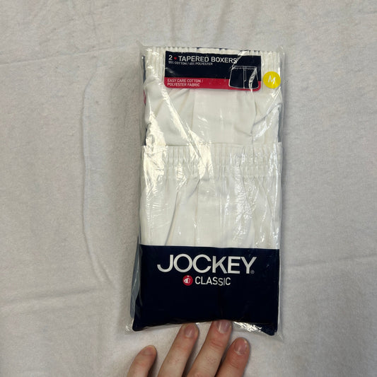 New Vintage Jockey Classic Tapered Boxers, White, 2 Pack, Cotton Blend, Size 34