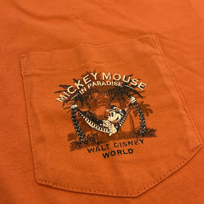 NWT Walt Disney World "Mickey in Paradise" Orange Polo Shirt | Medium | Cotton