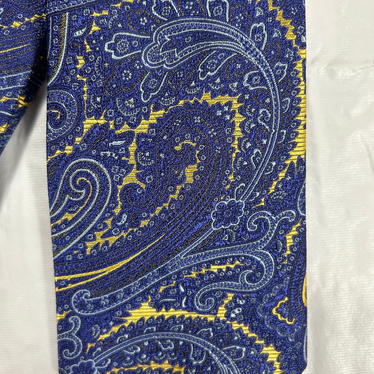 NWT T. Harris London Silk Tie Blue & Gold Paisley Luxury Men’s Necktie