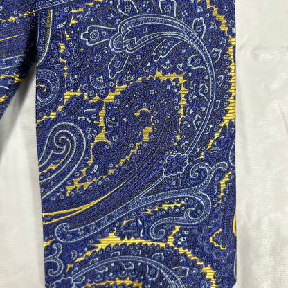 NWT T. Harris London Silk Tie Blue & Gold Paisley Luxury Men’s Necktie