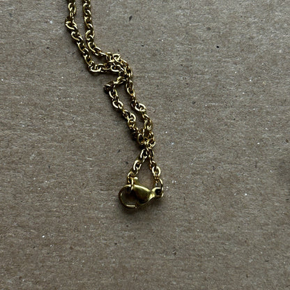 Gold Cable Chain Necklace with Multicolor Beaded Freida Kahlo Pendant, Handmade