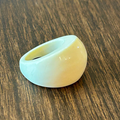 Vintage Chunky White Resin Dome Ring Sculptural