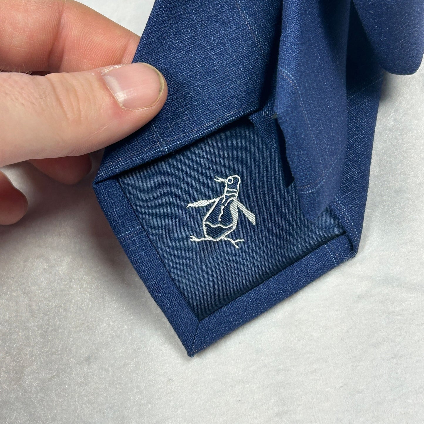 NWT Original Penguin Men’s Tie - Blue & Light Blue Windowpane Pattern - Slim Fit