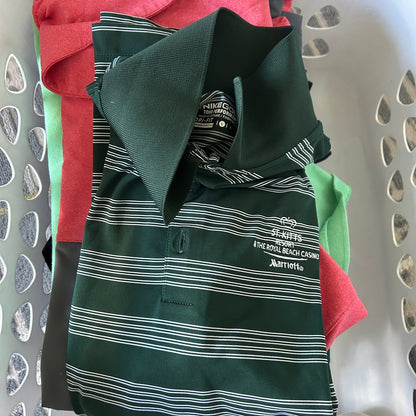 Nike Golf Tour Performance Dri-FIT Polo - Green & White Striped - Size Large
