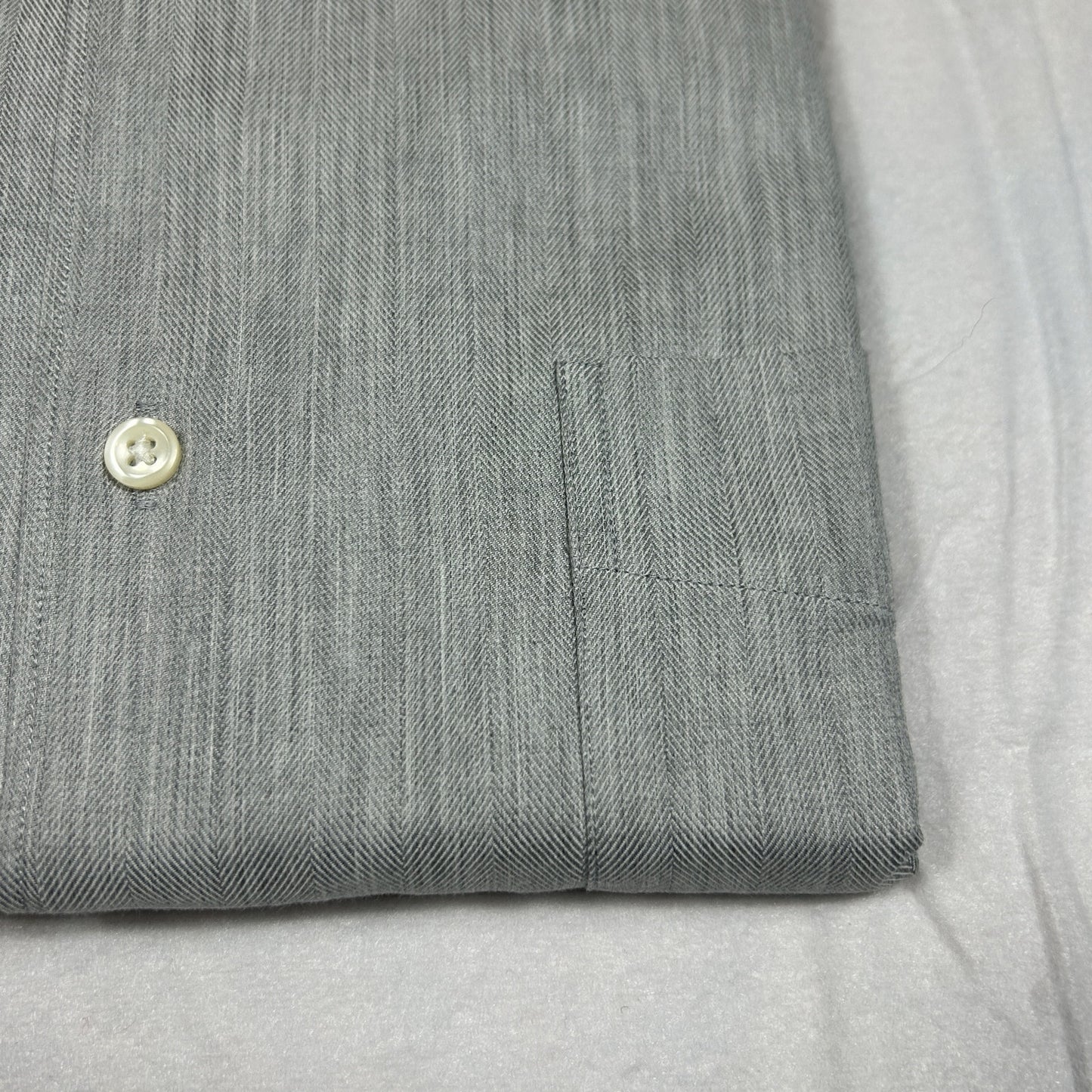 NWT Daniel Cremieux Classics Men's Large Grey Herringbone Button Down Dress Shirt