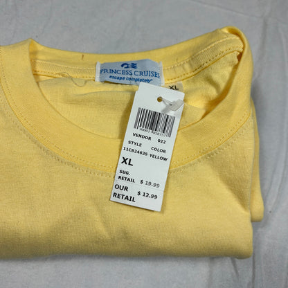 NWT Princess Cruises Men's XL St. Kitts Graphic T-Shirt Yellow Souvenir Beach