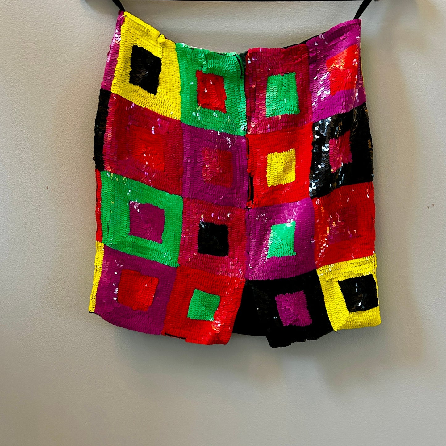Vintage Sandy Starkman Sequin Mini Skirt Size 8 Neon
