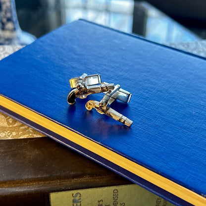 Gun-Shaped Silver Gold Black Metal Cufflinks Bullet Back Men's Jewelry
