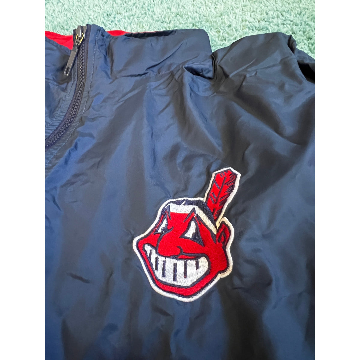 STARTER Vintage 1990s Cleveland Indians Full-Zip Windbreaker Jacket, XL Size