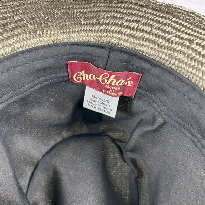 Cha-Cha's House of Ill Repute Straw Fedora Hat - Green & Beige Summer Brim - NYC Custom