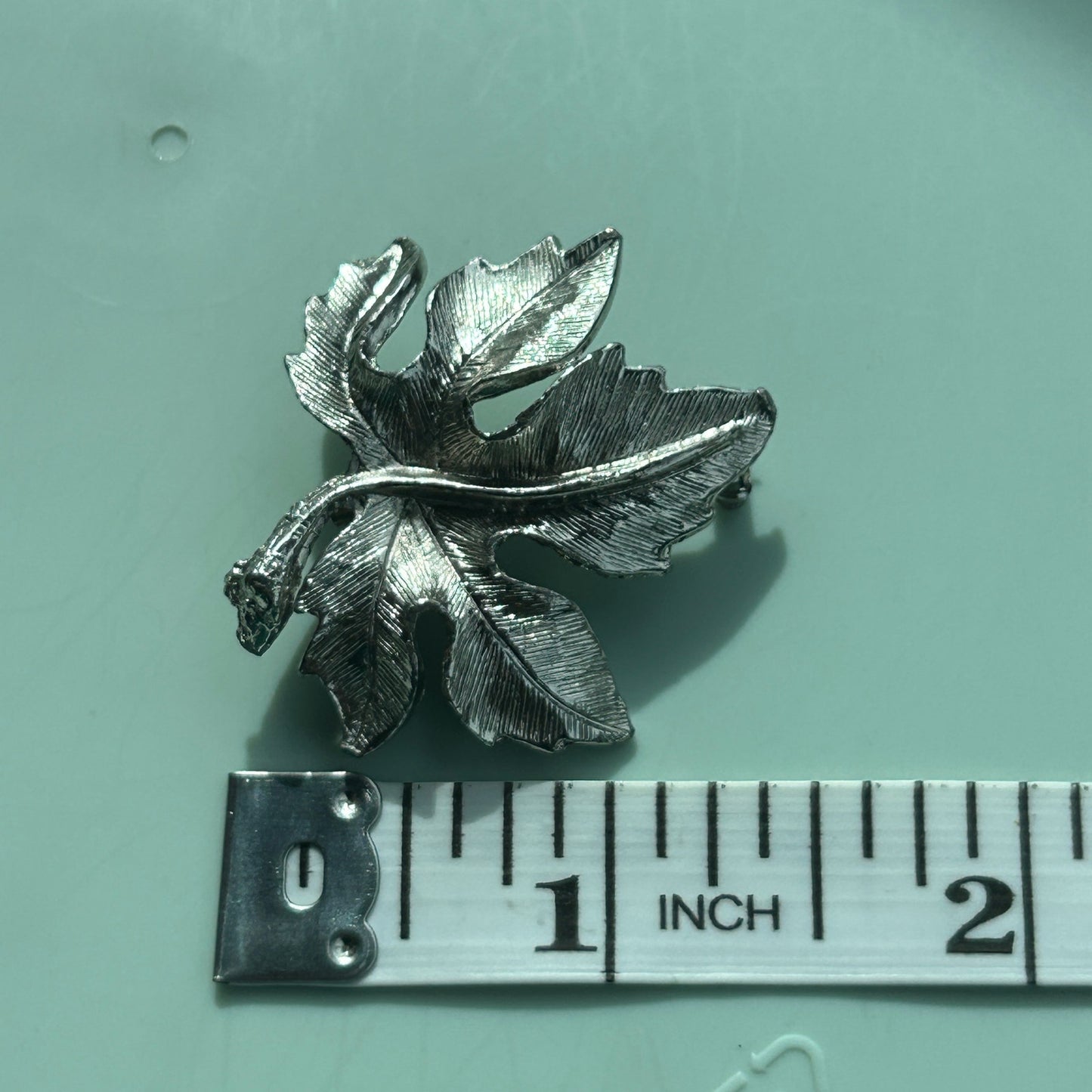 Vintage Silver-Tone Leaf Brooch | Textured Maple Leaf Pin | Mid-Century Jewelry