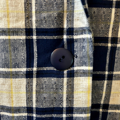 Modern Essentials Women’s Large Plaid Blazer Blue Oversized
