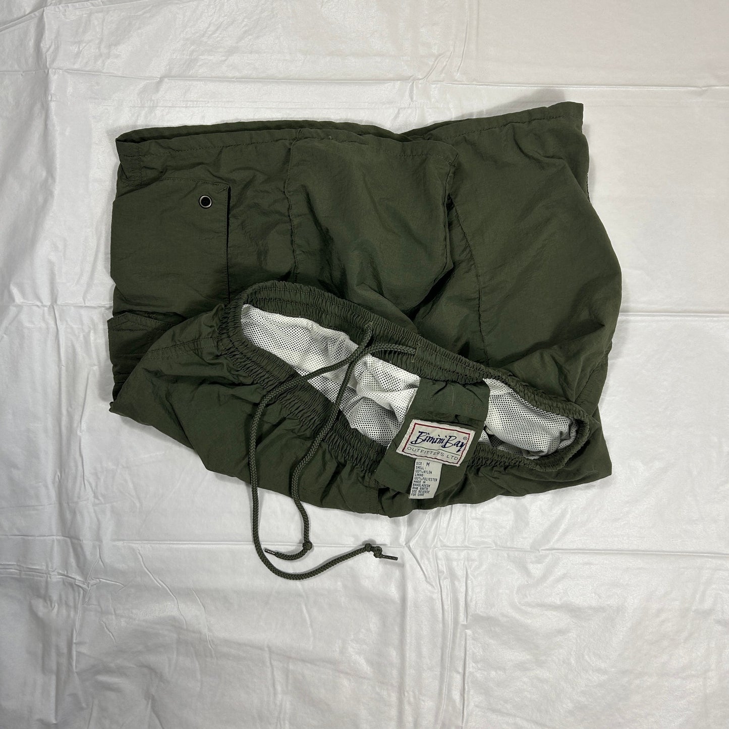 Vintage Bimini Bay Sportswear Swim Trunks, 100% Quick-Dry Nylon, Men’s M, Green