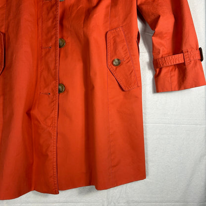 LOFT Petite Vibrant Coral Orange Trench Coat - Women’s LP - Striped Lining - Spring Jacket