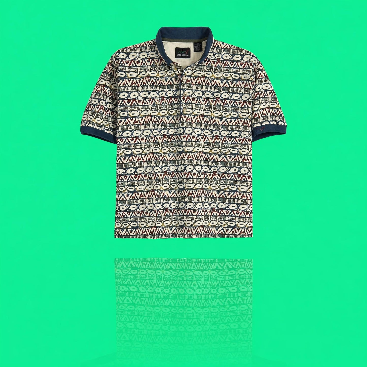 Greg Norman Men's Large Patterned Golf Polo Shirt - Play Dry Performance
