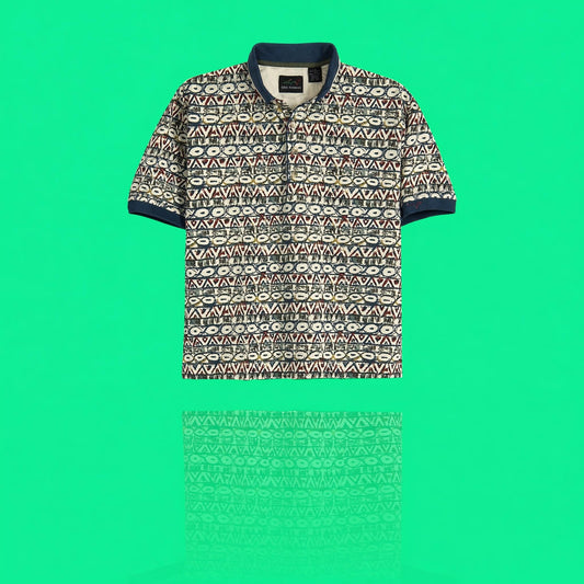 Greg Norman Men's Large Patterned Golf Polo Shirt - Play Dry Performance