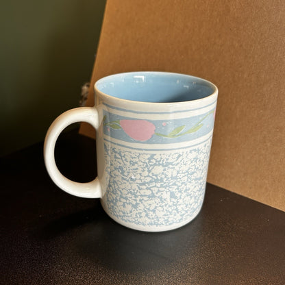 K.I.C. Blue Floral Speckled Pattern Ceramic Coffee Mug Round Multicolor