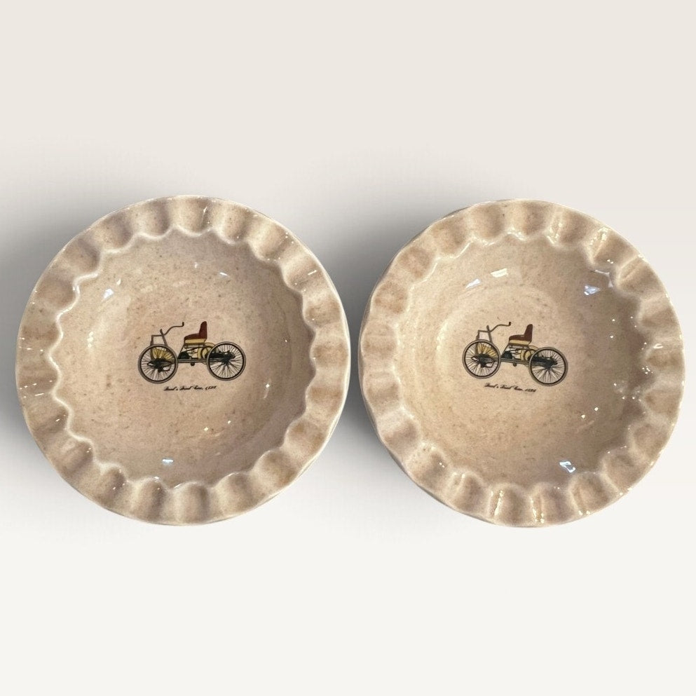 Vintage Royal China "Ford's First Car, 1896" Ceramic Dishes, Set of 2