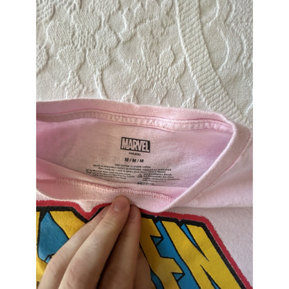 Marvel X-Men Wolverine Pink Graphic Print Men's Cotton T-Shirt Crew Neck M