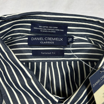 NWT Daniel Cremieux Classics Tailored Fit XL Dress Shirt Eclipse Navy Stripe