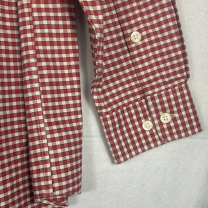 Orvis Men's Large Red & White Gingham Check Button Down Long Sleeve Shirt