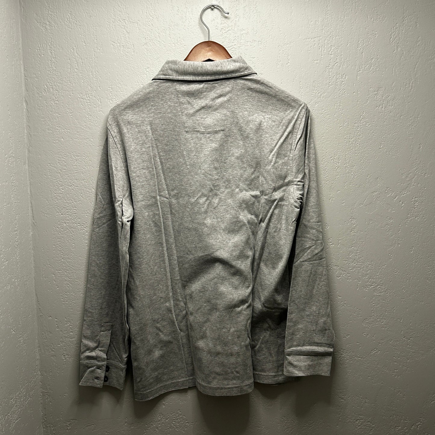 Nautica Men’s Large New Heather Grey Long Sleeve Polo Shirt