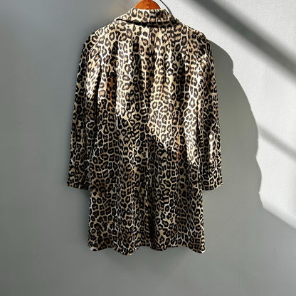 Chico's Leopard Print Zip Front Jacket – Beige & Black – Size 1 – Collared