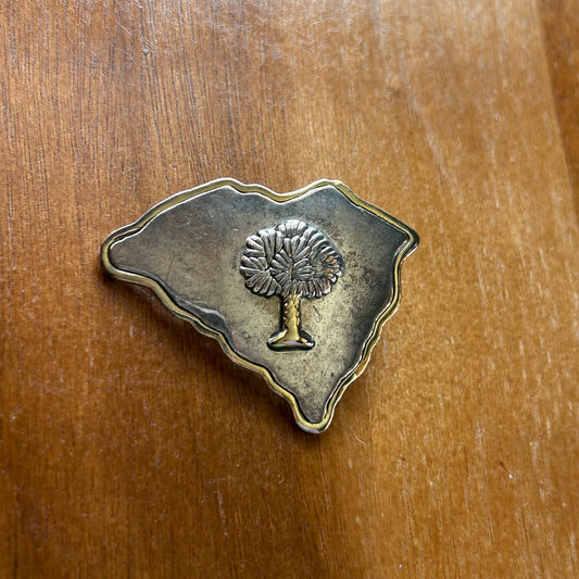 Vintage South Carolina State Brooch & Pendant, Silver & Gold Palmetto Tree Pin